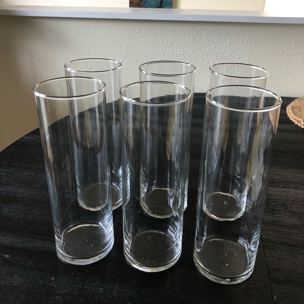 10” Glass Cylinder Vases (6 Items)